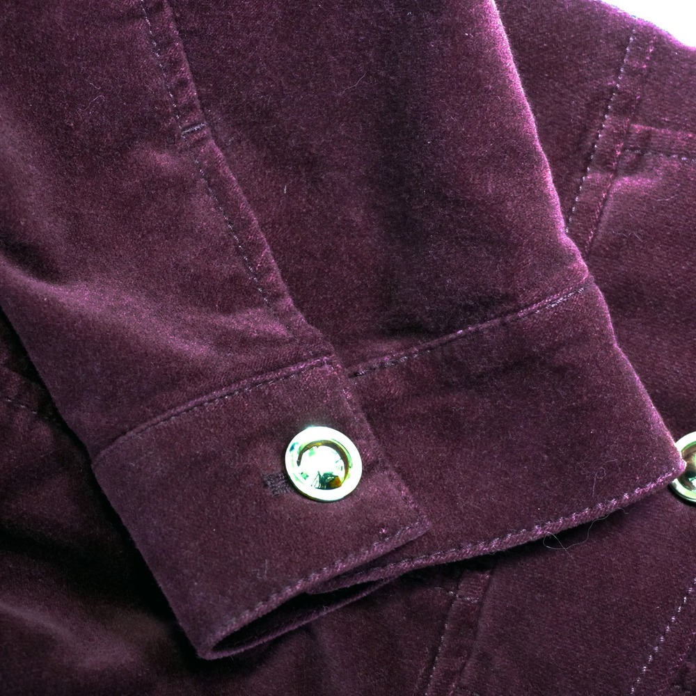 Chico's Velvet Military Jacket L XL 1X Purple Gold Buttons Old Money NWT - Picture 4 of 11